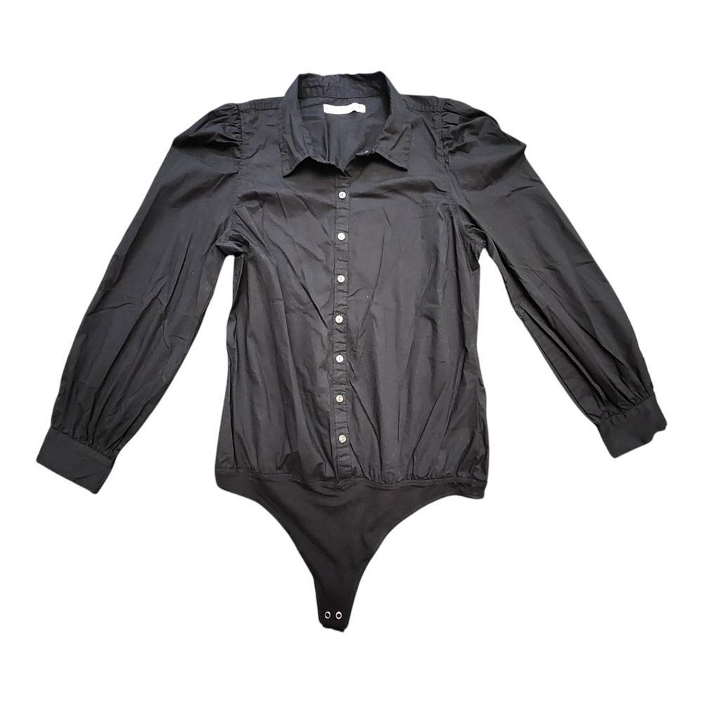 Abercrombie & Fitch A&F Women MP Medium Petite Black Long Sleeve Blouse Bodysuit